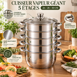 Cuiseur Vapeur Inox Multifonction 26/28/30cm - 5 Étages