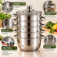 Cuiseur Vapeur Inox Multifonction 26/28/30cm - 5 Étages