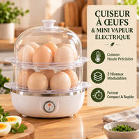 Cuiseur Œufs Électrique 2 Niveaux - Petit-Déjeuner Sans Surveillance