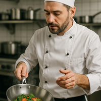 Poêle en inox, professionnel.