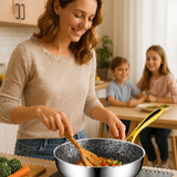 Poêle en inox, nid d'abeille.