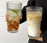 Tasse à smoothie en verre rayé 600 ml – Élégance et praticité