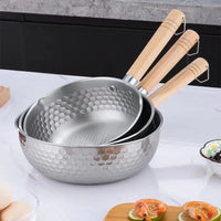 Casserole en Inox Large 18cm | Manche Bois & Fond Plat | Utilisation Régulière