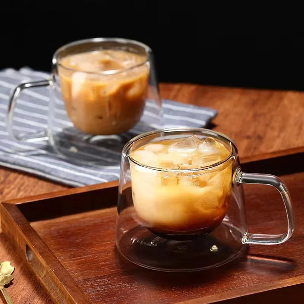 Tasse en verre à café, lait, thé à double paroi , 200ml.