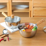 Casserole en Inox | Manche Bois & Couvercle | Utilisation Moyenne