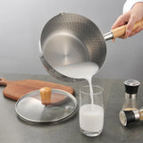 Casserole en Inox | Manche Bois & Couvercle | Utilisation Moyenne