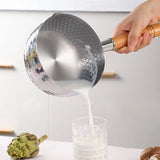 Casserole en Inox | Manche Bois & Couvercle | Utilisation Moyenne