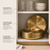 Assiette Plate Inox - Saine Non Toxique Durable Incassable - Purcook