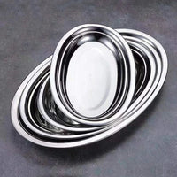 Assiette Plateau Inox Ovale Vintage - Service Élégant Durable - Purcook