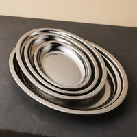 Assiettes, plateau en inox, ovales vintage. - Purcook