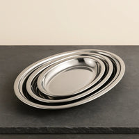 Assiettes, plateau en inox, ovales vintage. - Purcook