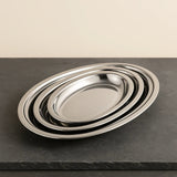 Assiettes, plateau en inox, ovales vintage. - Purcook