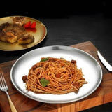 Assiettes plates en inox - Purcook vaisselle inox , plat en inox acier inoxydable  , assiettes inox doré et argent , inox allimentaire 