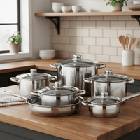 Batterie Cuisine Inox 12 Pièces - Purcook  alternative a lecreuset, cristel, atma, ikea, debuyer, saine, amazon, cdiscount, mathon, scandvie, ninja, acier inoxydable