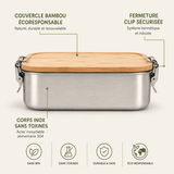 Boîte à Lunch Inox Couvercle Bambou - Conservation Saine Sans Toxines - Purcook