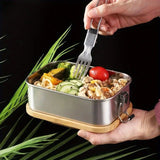 Boîte à Lunch Inox Couvercle Bambou - Conservation Saine Sans Toxines - Purcook