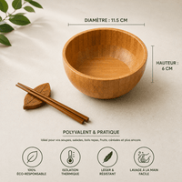 Bol Bambou Sculpté Main - Bol Artisanal Naturel Sans BPA - Purcook