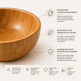 Bol Bambou Sculpté Main - Bol Artisanal Naturel Sans BPA - Purcook