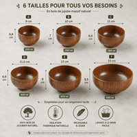 Bols Bois Jujube Massif - Naturels Antibactériens - Purcook
