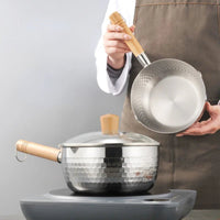 Casserole en Inox - Manche Bois & Couvercle - Purcook