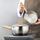 Casserole en Inox - Manche Bois & Couvercle - Purcook