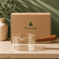 Casserole en Verre Borosilicate 400/600ml | Manche Bois - Purcook
