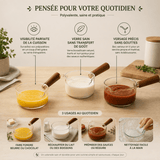 Casserole en Verre Borosilicate 400/600ml | Manche Bois - Purcook