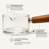 Casserole en Verre Borosilicate 400/600ml | Manche Bois - Purcook