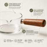 Casserole en Verre Borosilicate 400/600ml | Manche Bois - Purcook