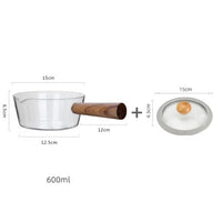 Casserole en Verre Borosilicate 600ml | Manche Bois - Purcook