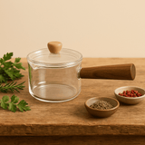 Casserole en Verre Borosilicate 600ml | Manche Bois - Purcook