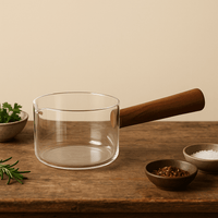 Casserole en Verre Borosilicate 600ml | Manche Bois - Purcook