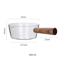 Casserole en Verre Borosilicate 600ml | Manche Bois - Purcook