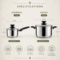 Casserole Marmite Inox Double Fond - Pro - Purcook