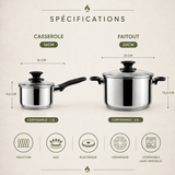Casserole Marmite Inox Double Fond - Pro - Purcook