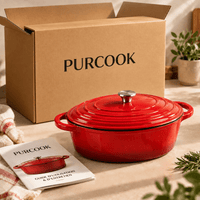 Cocotte Fonte Émaillée Ovale 31/33cm - Idéale Rôtis & Volailles Entières - Purcook