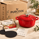 Cocotte Fonte Émaillée Ronde 24cm - Format Compact Duo - Purcook