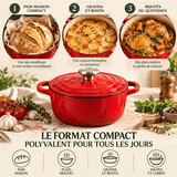 Cocotte Fonte Émaillée Ronde 24cm - Format Compact Duo - Purcook