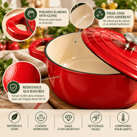 Cocotte Fonte Émaillée Ronde 24cm - Format Compact Duo - Purcook