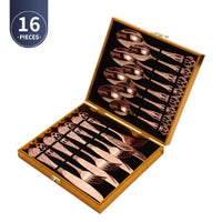 Coffret 24 Couverts Dorés Inox | Design Royal Européen - Purcook