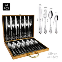 Coffret 24 Couverts Dorés Inox | Design Royal Européen - Purcook