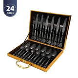 Coffret 24 Couverts Dorés Inox | Design Royal Européen - Purcook
