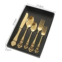 Coffret 24 Couverts Dorés Inox | Design Royal Européen - Purcook