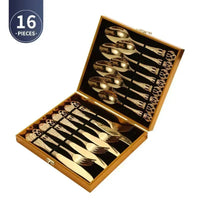 Coffret 24 Couverts Dorés Inox | Design Royal Européen - Purcook