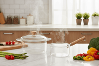 Coffret Duo Cuisson Verre Borosilicate | Marmite 1,6L + Casserole 600ml — Cuisine Saine - Purcook