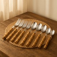 Couverts Bambou Naturel 16 Pièces | Inox 18/10 - Purcook