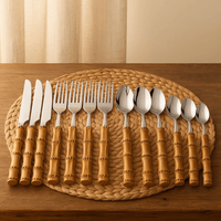 Couverts Bambou Naturel 16 Pièces | Inox 18/10 - Purcook