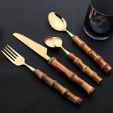 Couverts Bambou Naturel 16 Pièces | Inox 18/10 - Purcook