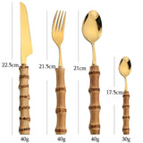 Couverts Bambou Naturel 16 Pièces | Inox 18/10 - Purcook