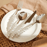 Couverts en inox chic perlé, 4 pièces - Purcook , menagére, couverts en argent, couvert guy, 